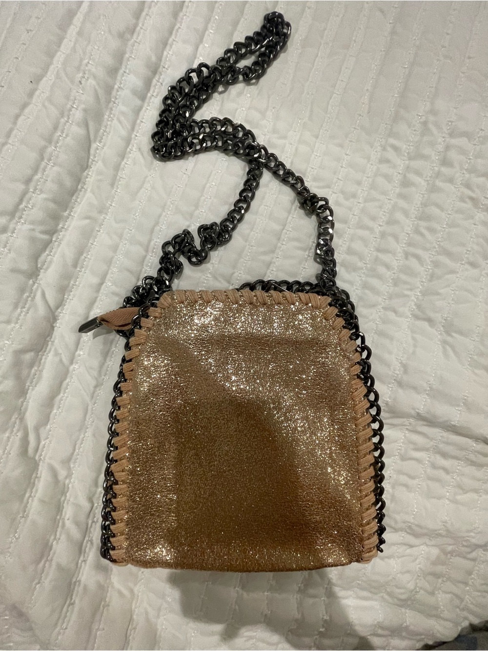 Glittered Rose Gold Chain Crossbody Bag